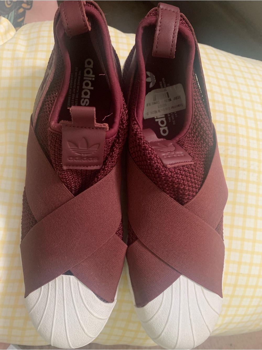 Adidas Superstar Burgundy Slip-On Knit Sneakers with White Shell Toe - Picture 7 of 7